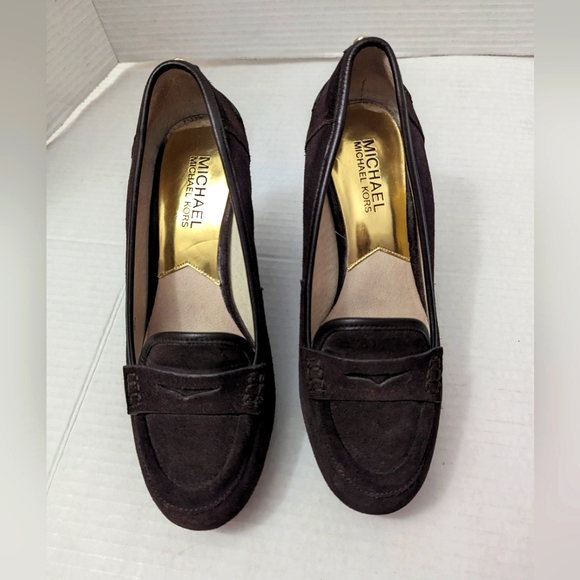 Michael Michael Kors Rory Loafer Coffee Wedge Pumps High Heel Size 6 1/2M - Picture 4 of 9